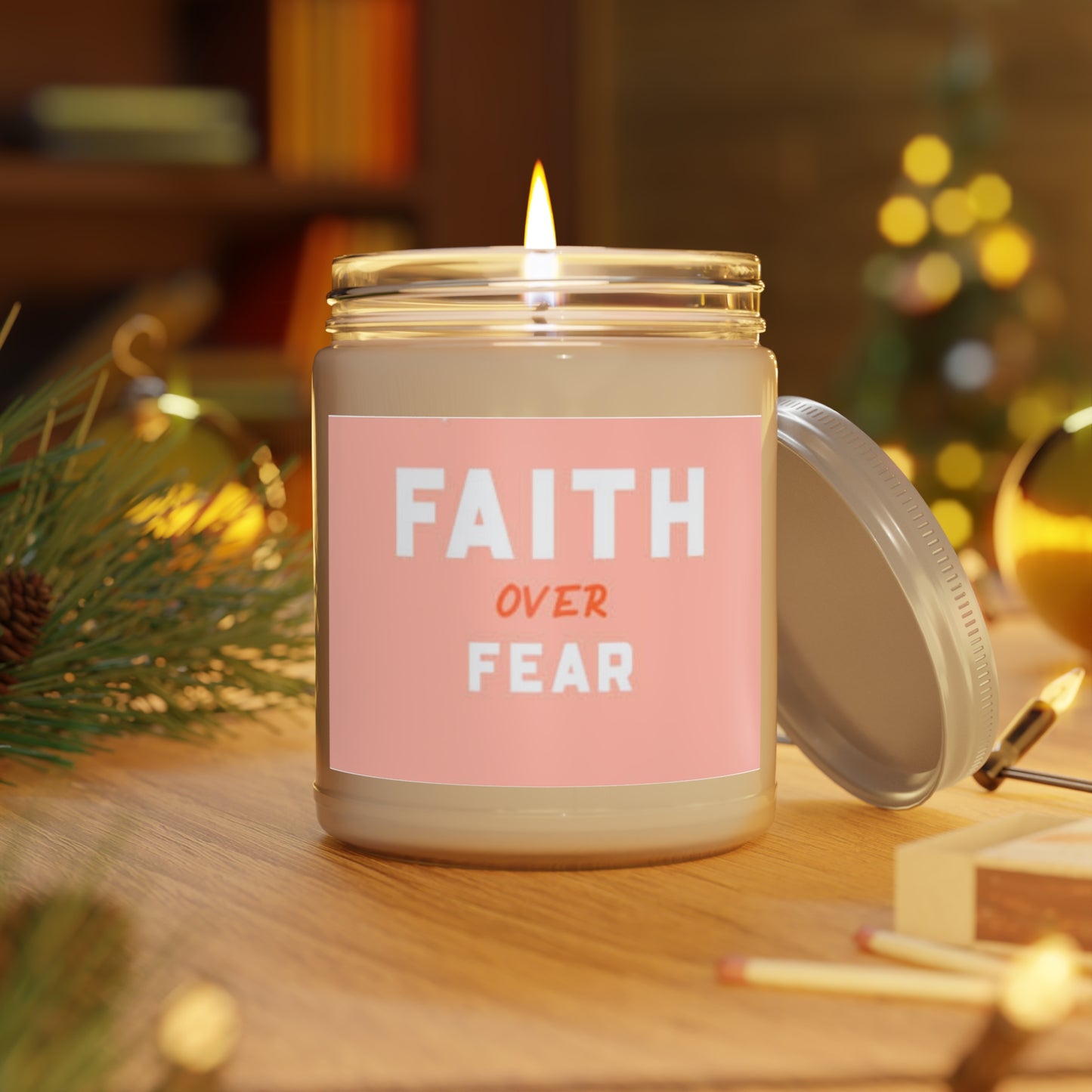 'FAITH OVER FEAR pink" Scented Candle, 9oz