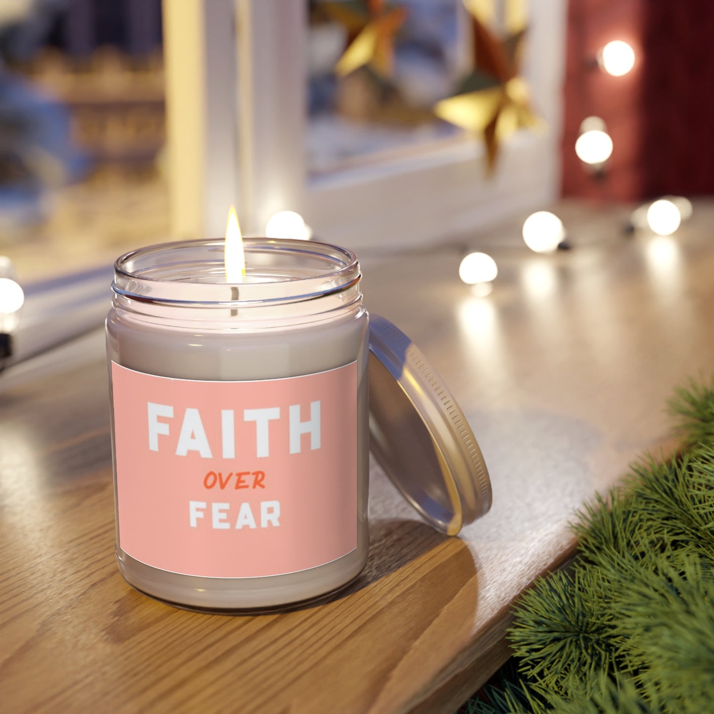 'FAITH OVER FEAR pink" Scented Candle, 9oz