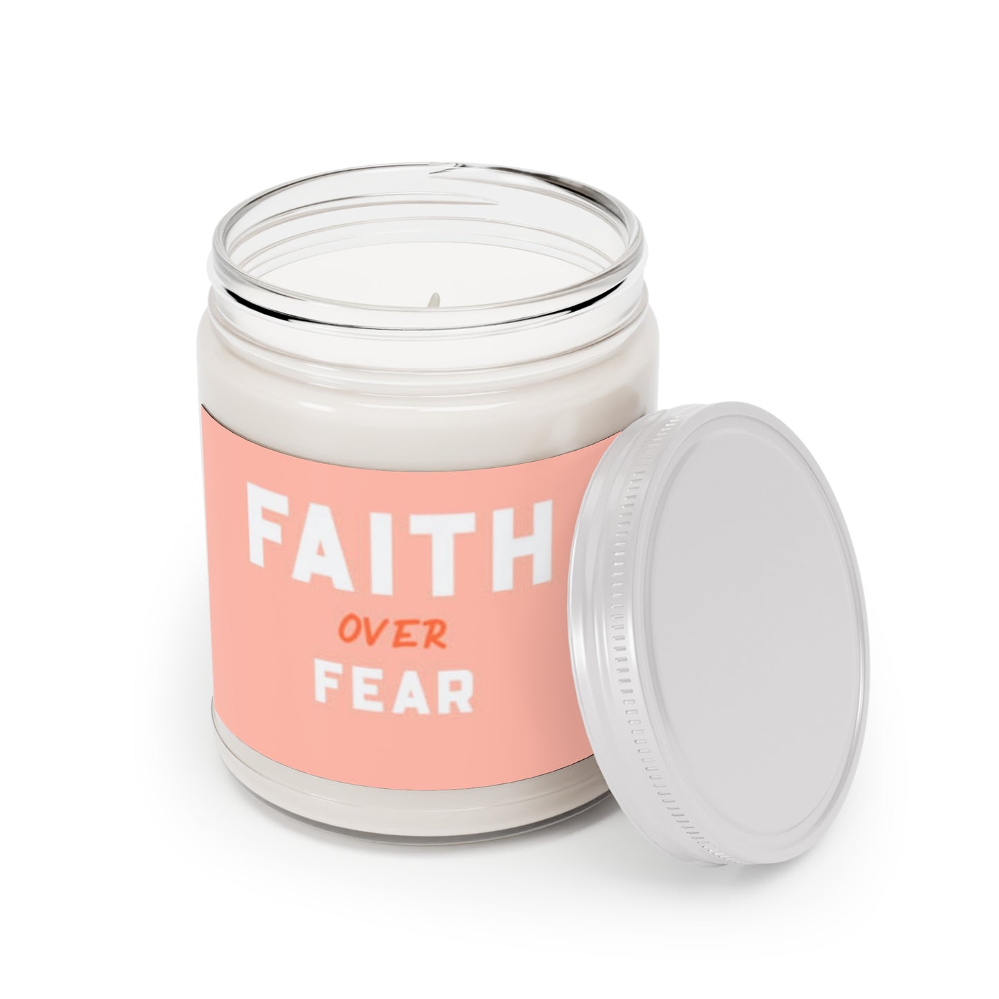 Vela perfumada "FE SOBRE EL MIEDO rosa", 9 oz