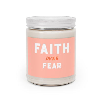 Vela perfumada "FE SOBRE EL MIEDO rosa", 9 oz